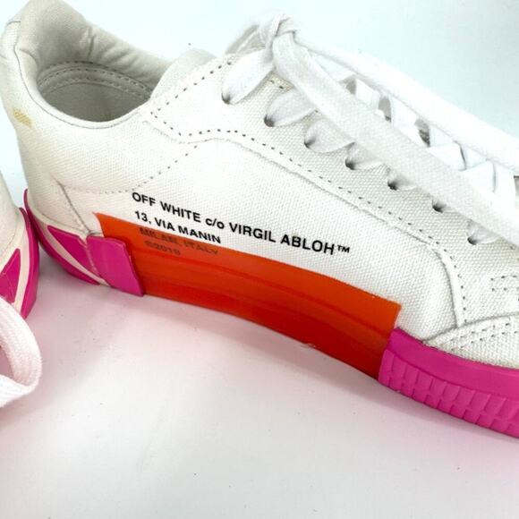 Off-White c/o Virgil Abloh Vulc White Pink Low Top Sneakers Size 38 - Picture 5 of 11